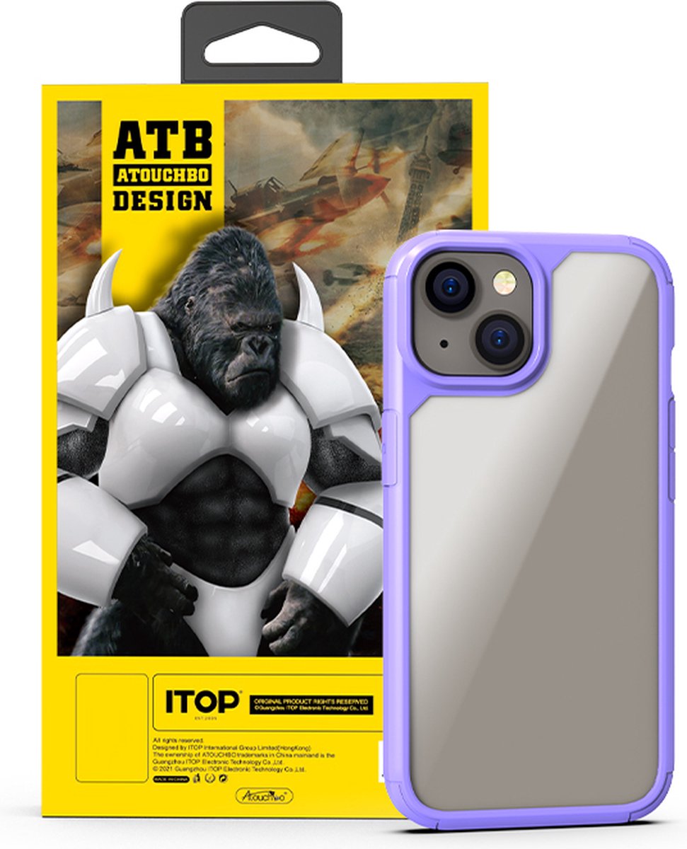 Geschikt voor iPhone 15 – ATB – Backcover – Transparant – Paars