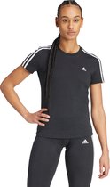 adidas Sportswear Essentials Slim 3-Stripes T-shirt - Dames - Zwart- 2XS