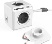 Cubenest PowerCube Extended USB 2xC PD 35 W 1,5 m Type E, Grijs