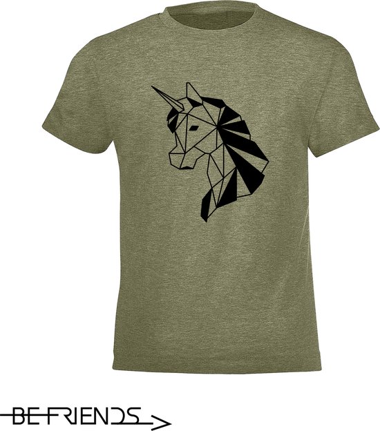 Be Friends T-Shirt - Unicorn - Vrouwen - Kaki - Maat S