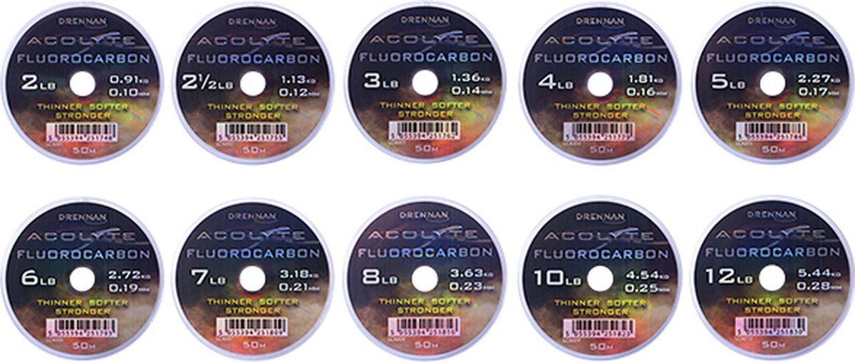 Drennan Acolyte Fluorocarbon 50m - Maat : 6lb - 0.19mm
