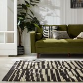 Flycarpets Berber Design Vloerkleed - Lina - Laagpolig - Zwart / Wit - 120x170 cm