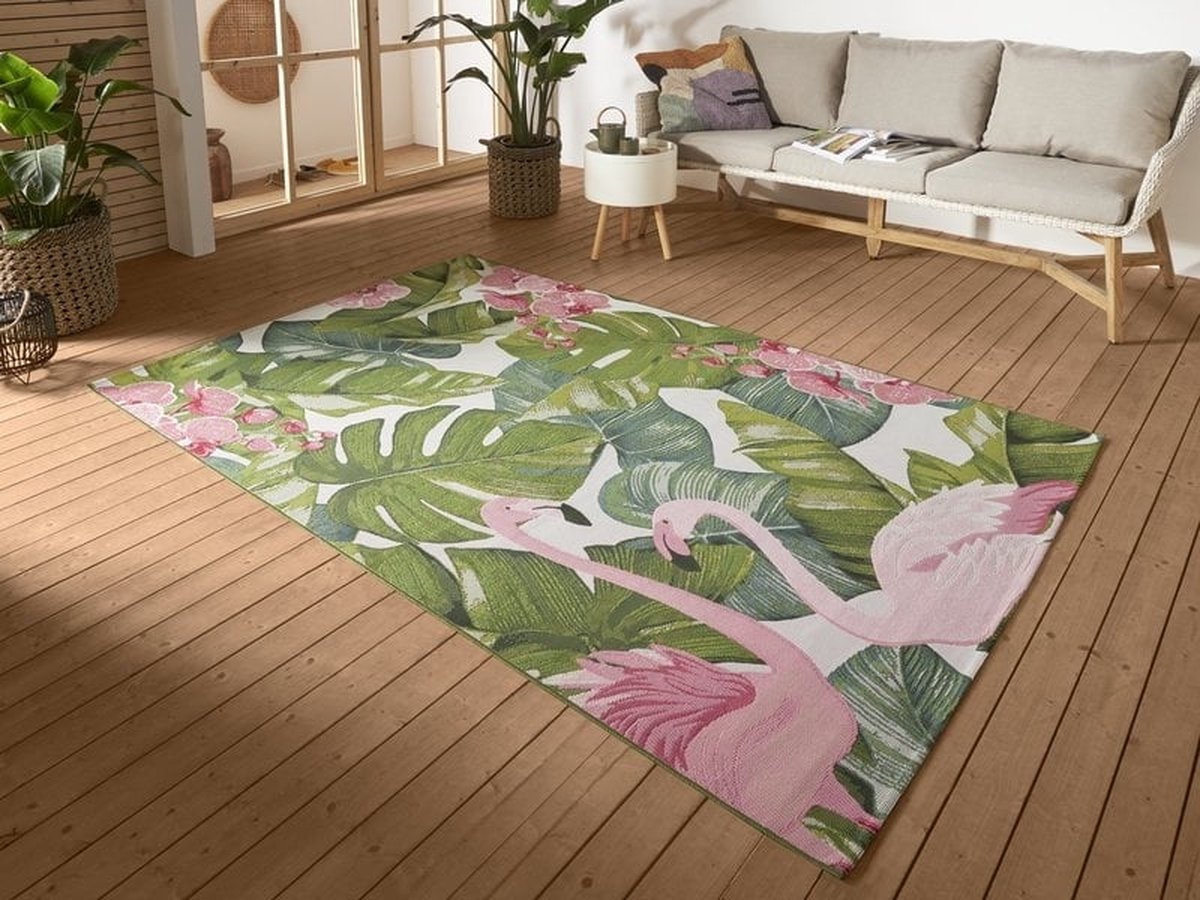 flycarpets Flair Binnen & Buitenkleed Vloerkleed Tropical Flamingo - Multi - 240x340 cm Roze