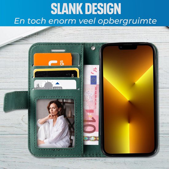 Étui adapté pour Samsung Galaxy A25 - Bookcase - Porte carte - Portefeuille - Motif - Simili cuir - Vert
