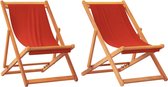 vidaXL - Strandstoelen - 2 - st - inklapbaar - stof - rood