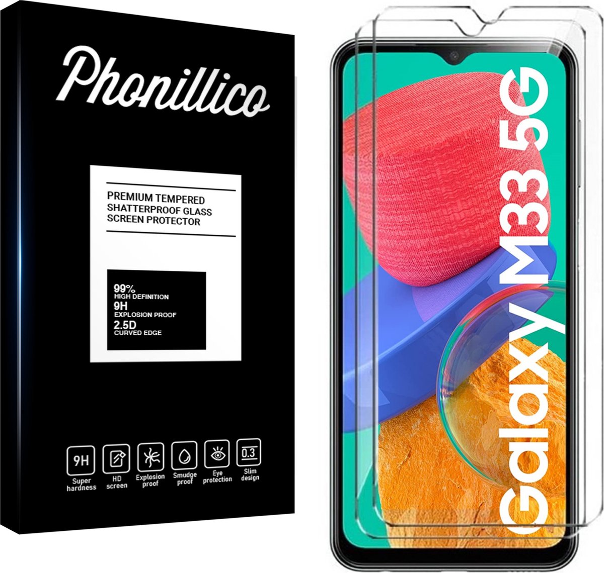 Screenprotector voor Samsung Galaxy M33 5G - 2 stuks Beschermglas van glas Transparante glazen schermbeschermfolie