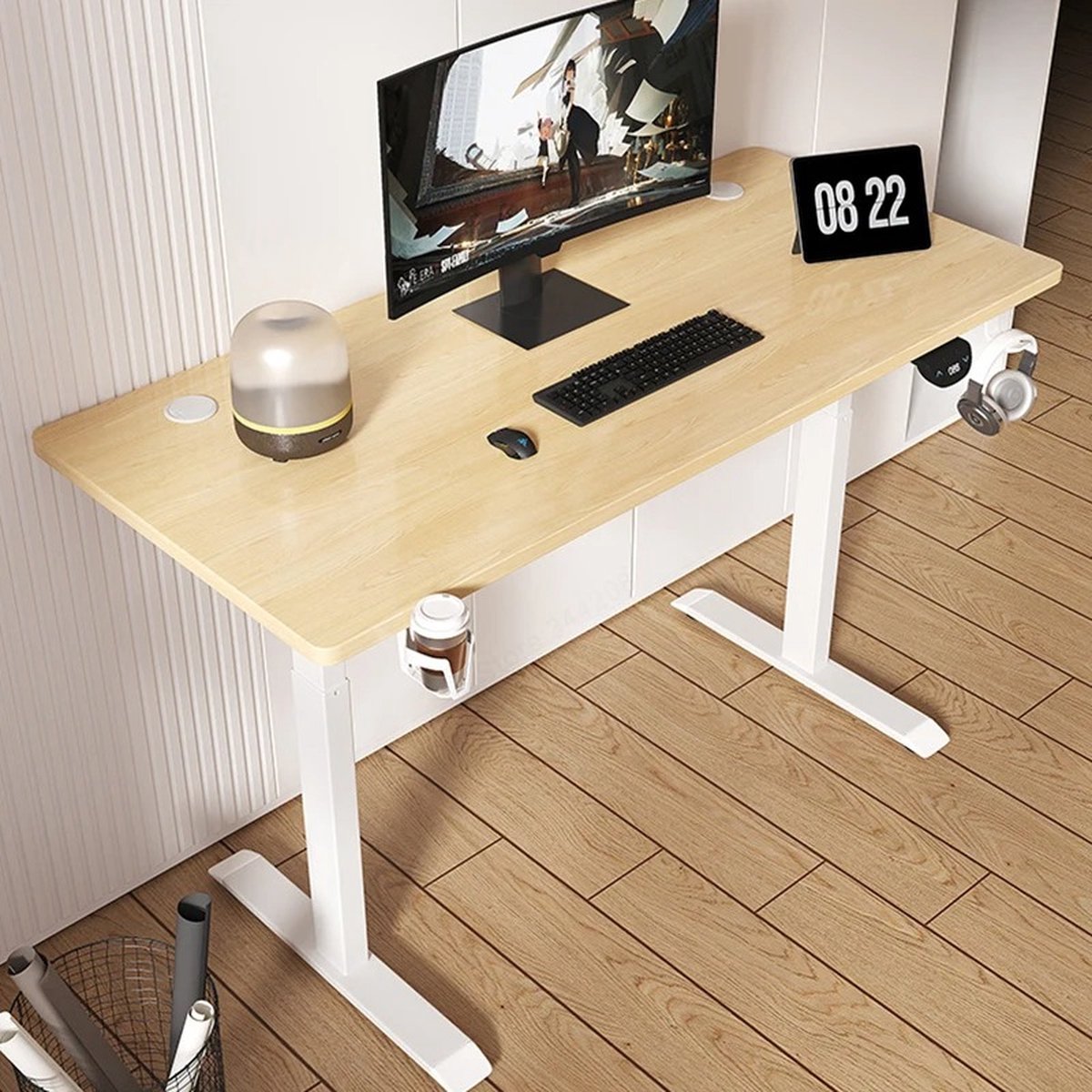 Ideal Store ® Elektrische Heftafel - houtkleur - Tafel - Kantoortafel - Computer Bureau