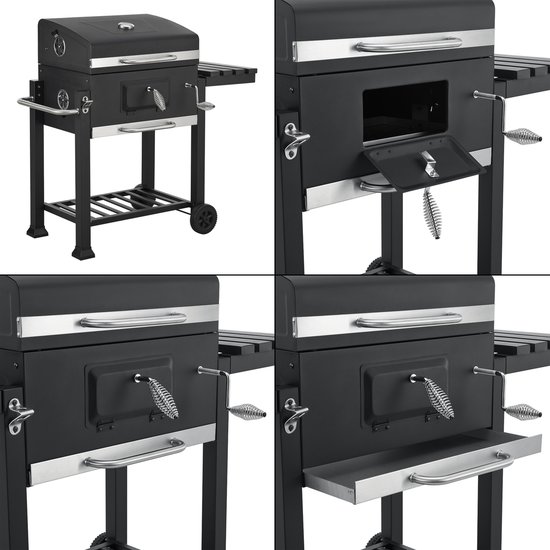 Houtskool BBQ Arnad met deksel 105x114x47,5 cm zwart casa.pro van casa.pro — afbeelding 5