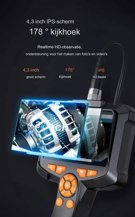 Caméra d'inspection avec écran 5M - 1080P HD - Écran LCD 4,3 pouces - Étanchéité IP67 - Siècle des Lumières LED - Endoscope - Caméra d'inspection
