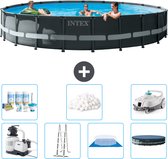 Intex Rond Ultra XTR Frame Zwembad - 610 x 122 cm - Inclusief Pomp - Ladder - Grondzeil - Afdekzeil Onderhoudspakket - Filterbollen - Stofzuiger
