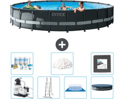 Intex Rond Ultra XTR Frame Zwembad - 610 x 122 cm - Inclusief Pomp - Ladder - Grondzeil - Afdekzeil Onderhoudspakket - Filterbollen - Vloertegels
