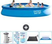 Intex Rond Opblaasbaar Easy Set Zwembad - 457 x 84 cm - Blauw - Inclusief Pomp Filters - Solar Mat - Grondzeil