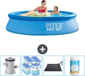 Intex Rond Opblaasbaar Easy Set Zwembad - 244 x 61 cm - Blauw - Inclusief Pomp Filters - Solar Mat - Chloor