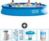 Intex Rond Opblaasbaar Easy Set Zwembad - 457 x 84 cm - Blauw - Inclusief Pomp Filters - Chloordrijver - Chloor