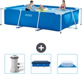 Intex Rechthoekig Frame Zwembad - 300 x 200 x 75 cm - Blauw - Inclusief Zwembadfilterpomp - Afdekzeil - Grondzeil