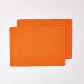Placemat, oranje, set van 2 placemats 30 x 45 cm, placemat van 100% katoen, geribbeld, hoekig, wasbaar