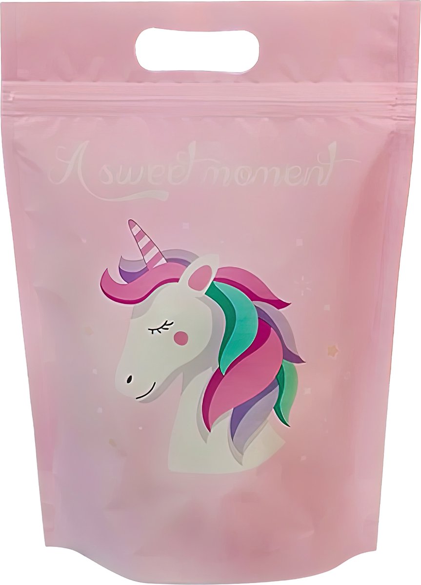 Ainy Unicorn Uitdeelzakjes 10 stuks - 13x17cm hersluitbare cadeauzakjes met ziplock geschikt als traktatie, uitdeelcadeautjes en snoepzakje cadeauverpakkingen bij kinderfeestje