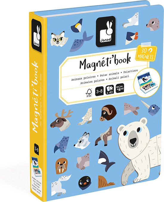 Janod - Magnetibook Pooldieren - Magneetboek - Inclusief 30 Magneten - Geschikt vanaf 3 Jaar