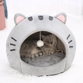 Toderni® Schattige Kattenhuis - Kattenmand Grot - Kattenbed - Warm Slapende Hondenmand Voor Kleine Honden en Katten - Katten Mand - Kattenmandjes Poes - Kattensofa - Kattenmanden - Grijs