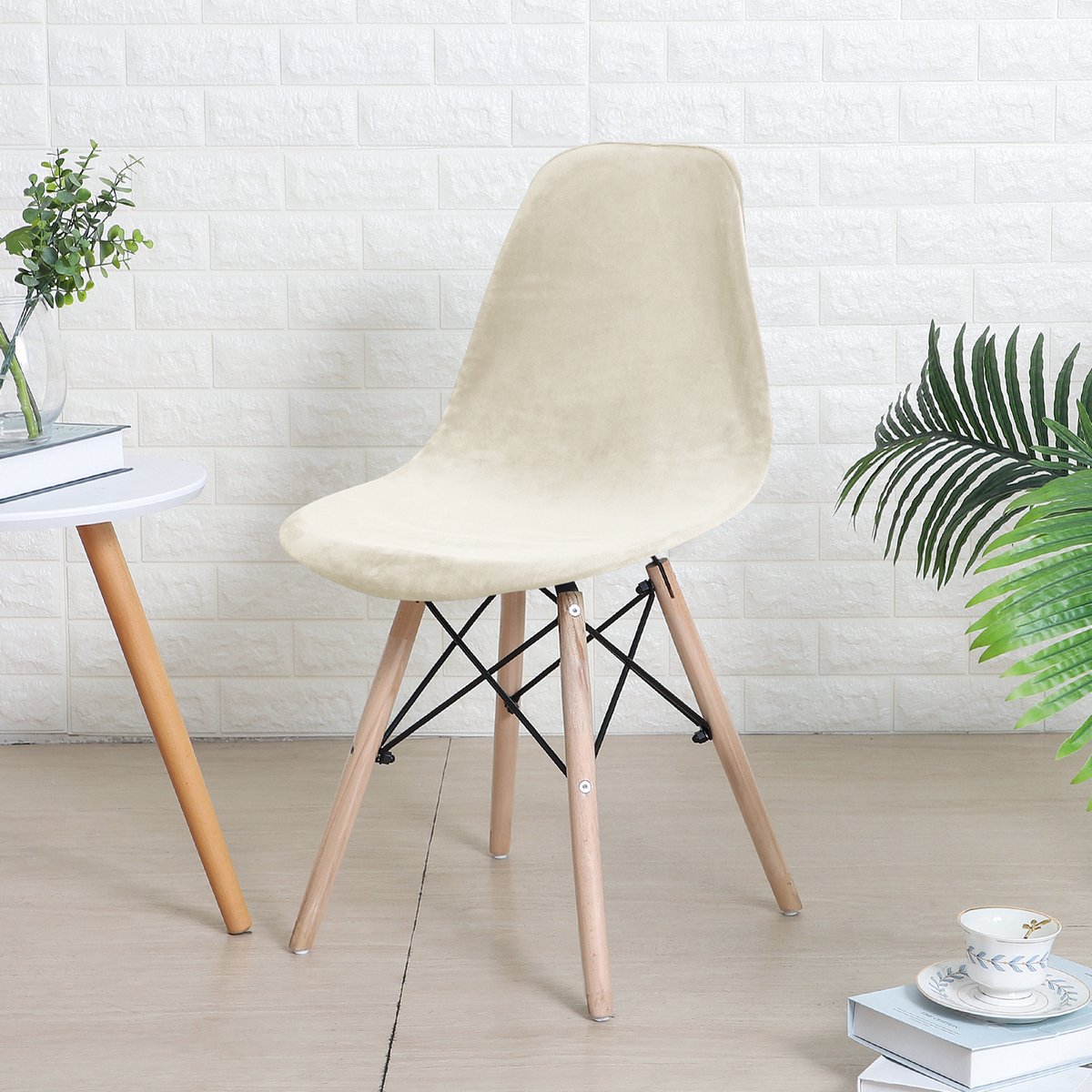 Covers By Ralfos* Stoelhoes Velvet Champagne | Scandinavische Kuipstoel | Verkrijgbaar per stuk, Set van 4, 6 en 8 | Volumekorting | Hoes | Scandinavisch Beschermend | Luxe en Chic | Zacht | Duurzame oplossing | Woonkamer upgrade | Stijlvol | Wonen