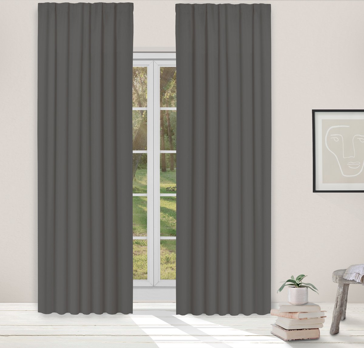 Light Guard 1x kant-en-klaar gordijn - verduisterend - isolerend - geluiddempend - met haken - 140x280cm - iron donkergrijs