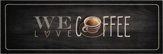 vidaXL - Tapis de cuisine - lavable - texte café - 60x180 - cm - velours