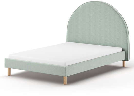 Lit rembourré Maeva 140x200cm - tissu bouclé vert - Vipack - Lits doubles rembourrés - Vert - Textile - Lits doubles rembourrés