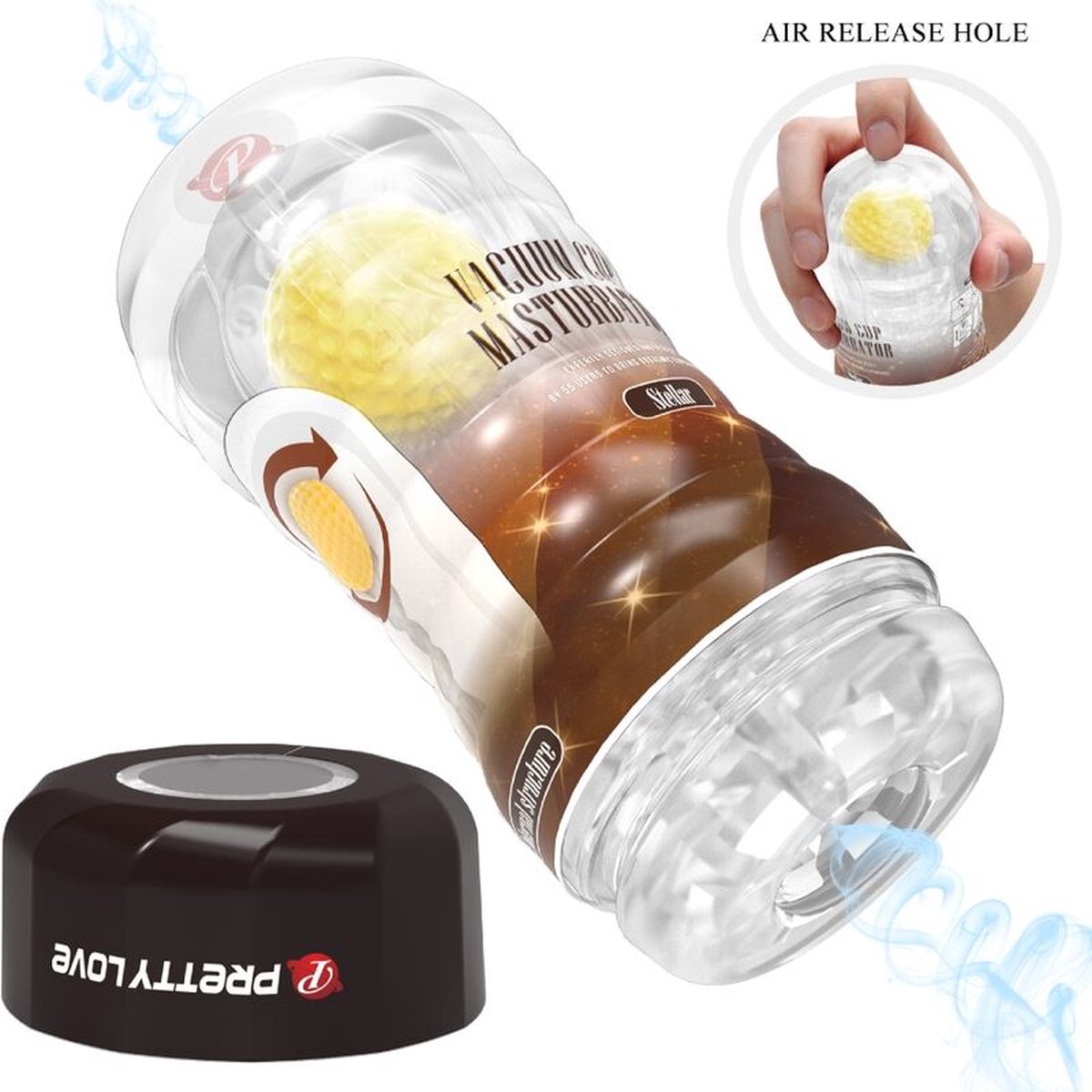 Pretty Love - Stellar Vacuüm - Masturbator Cup - Met Rollende Bal Voor Extra Sensaties - Geel — cadeau in Cadeau-ideeën - foto 4