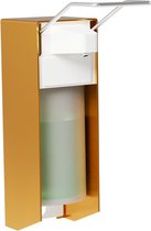 Bastix - zeepdispenser wandbevestiging, goud, met elleboogdruk - voor desinfectiemiddelen en handzeep, 500 ml, aluminium.
