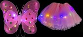Lichtgevende Vlindervleugels en Rokje / Tutu Mini - Set - Lichtroze - Met Gekleurde Verlichting