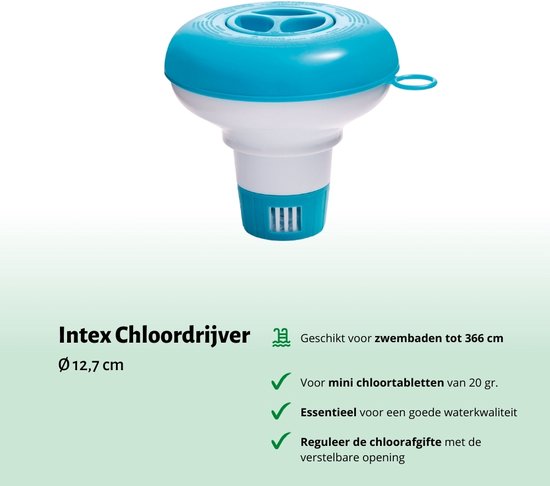 Blauwe en witte chloordrijver, Ø 12,7 cm, voor zwembaden tot 366 cm.