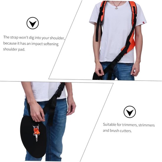 voor Bosmaaier Harnas-Verstelbaar-Oranje kleur-Harnas - Schouder riemen - Draagharnas-Nylon riemaccessoire - Gras Trimmer van Ferm — afbeelding 3