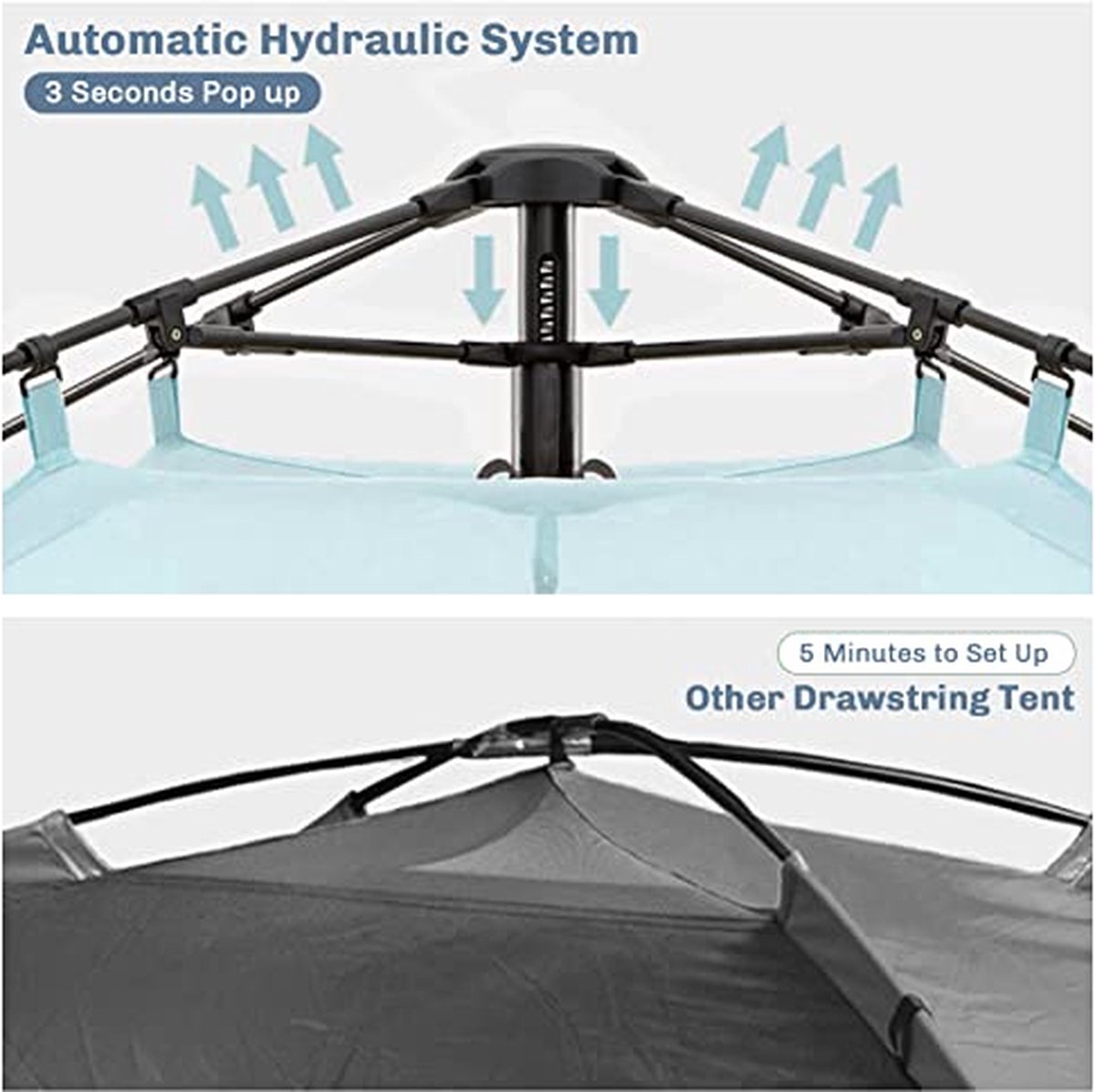 Tent –Familietent - Hoogwaardige Tent - Dubbele Deur Tent - Enkele Laag Volautomatische Outdoor Glamping Tent - Camping Tent – 2-3 Person Tent - Militair Groen – foto 5