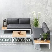 Zenio Ecotech loungeset - 3-delig - Wit - Grijs stof - voor 4 personnen