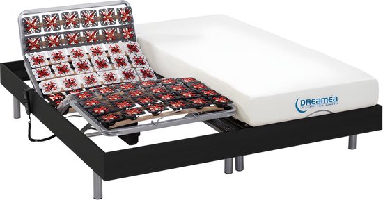 DREAMEA Elektrische bedbodem en matras met vormgeheugen HESIODE III van DREAMEA - motoren OKIN - zwart - 2 x 90 x 200 cm L 200 cm x H 35 cm x D 180 cm