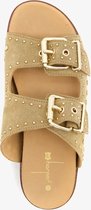 Harper leren dames slippers met studs beige - Maat 38 - Echt leer