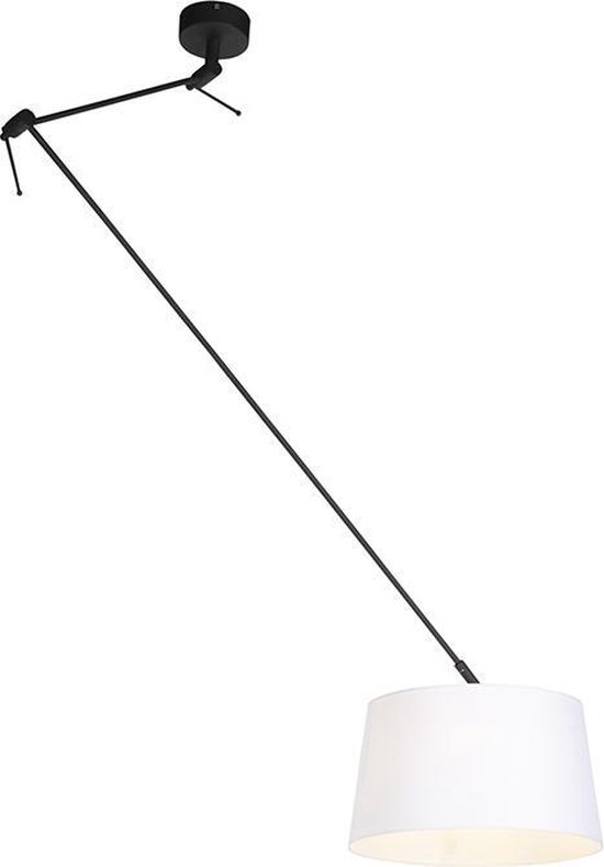 QAZQA blitz - Landelijke Hanglamp met kap - 1 lichts - L 380 mm - Wit - Woonkamer | Slaapkamer | Keuken
