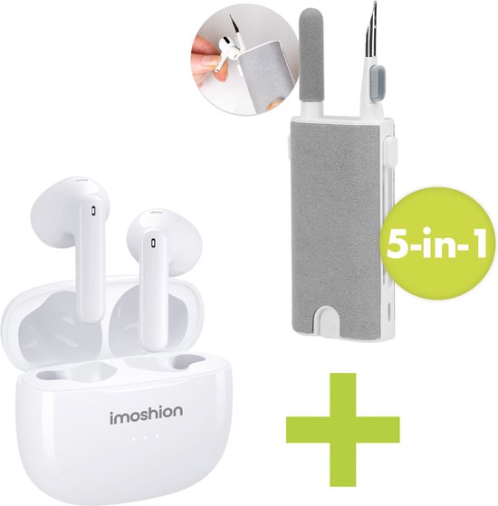 Foto: Imoshion aura earbuds inclusief 5 in 1 oordopjes reinigingskit draadloze oordopjes wit