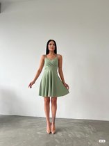 Robe avec robe d'été col v | Menthe verte