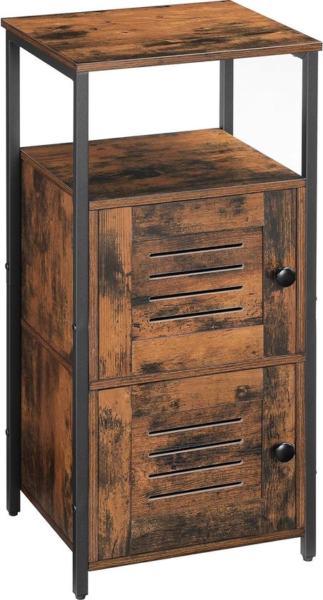 I0I&I0I Exclusieve rotan commode: stijlvol en functioneel | 2 deuren, 3 laden | verstelbare plank | vintage walnoot | woonkamer en slaapkamer | topkwaliteit (bruin 1
