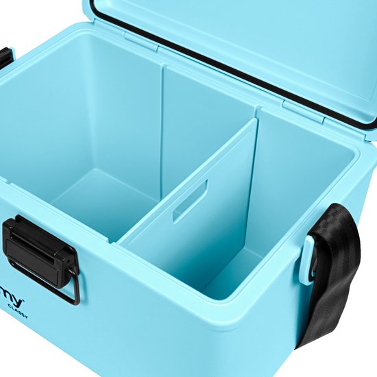 Steamy Classy 12 - Kleine Koelbox incl. divider/ snijplank met Schouderband - 12 Liter - Sky Blue van Steamy — afbeelding 4