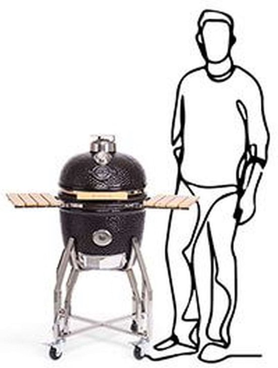 Yakiniku - Kamado - Medium - 16Inch - Inclusief Onderstel En Zijtafels - Houtskool - Kamado Grill - 41cm Grilloppervlak van Yakiniku — afbeelding 2