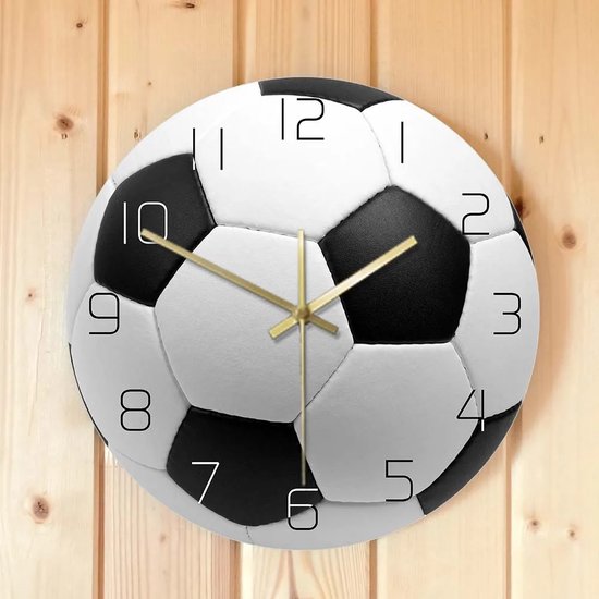 fkngcp Wandklok werkt op batterijen, 30 cm voetbal acryl