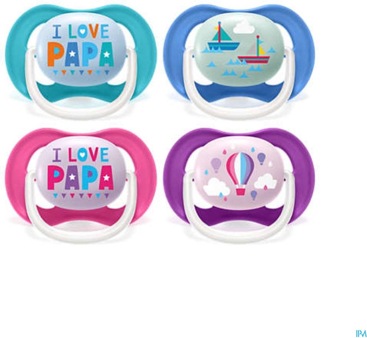 Goedkoopste Philips Avent Ultra Air Fopspeen - 6 tot 18 Maanden - 2 Speentjes - Roze/Paars I Love Papa/Luchtballon - SCF080/04