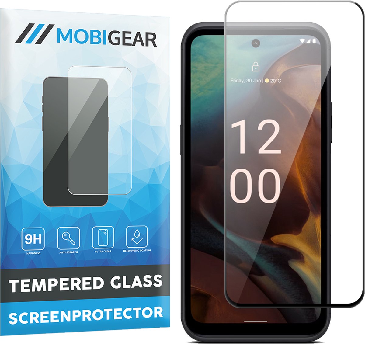 Mobigear Screenprotector geschikt voor Nokia XR21 Glazen | Mobigear Premium Screenprotector - Case Friendly - Zwart