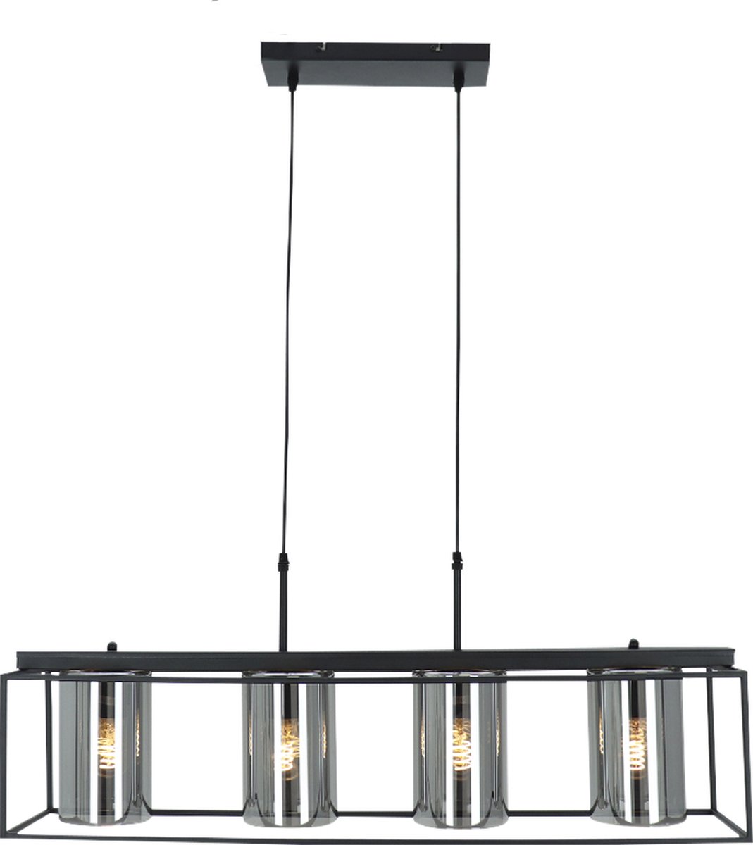 Olucia - JESSA - Hanglamp - Zwart - 4L - Vorm: Rechthoek