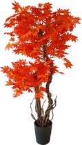 Kunst Esdoorn Met Dubbele Stam | 165cm - Esdoorn oranje rood - Namaak Esdoorn - Kunstplanten voor binnen - Kunstplant Esdoorn