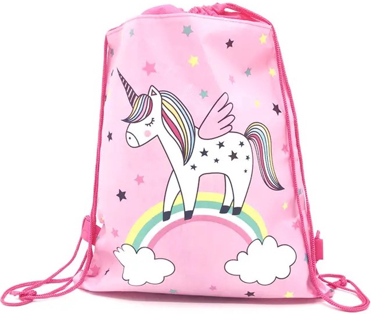 Kleine Eenhoorn regenboog gymtas of waterdichte zwemtas | 4-6 jaar | handige kleine eenhoorn rugzak met trekkoord | schattig eenhoorn meisjes tasje