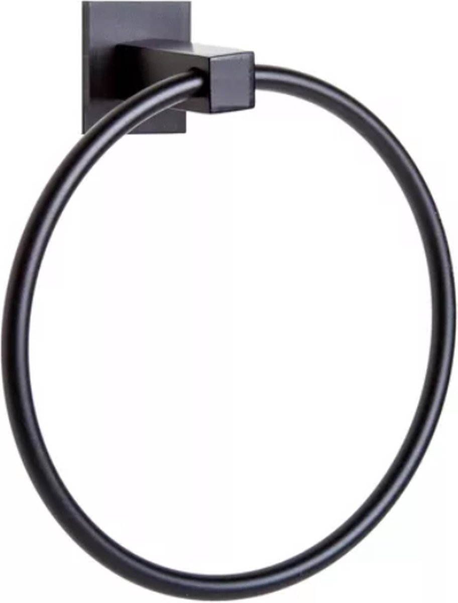 Handdoekring Zwart Handdoekrek- Badkamer Accessoires Zelfklevend (Zonder Te Boren)