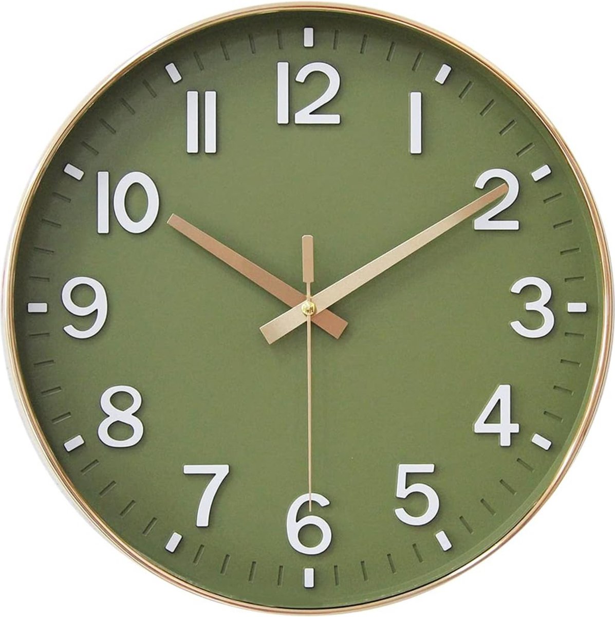 Tyme Wandklok - Goed leesbaar - Stille 30cm Wand Klok Modern - Analoog - Stil Uurwerk - Muurklok - Quartz - Groen Rosé/Goud